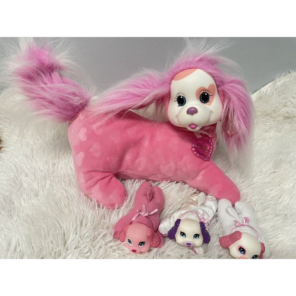 PUPPY SURPRISE 12" Pink & White Puppy With 3 Puppies